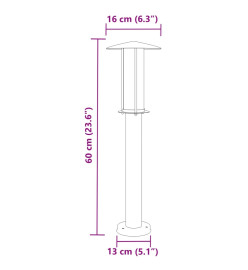 Lampadaires d'extérieur 3 pcs argenté 60 cm acier inoxydable