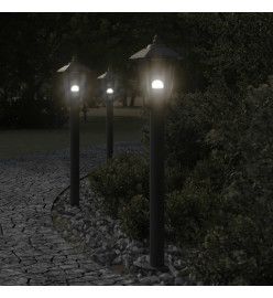 Lampadaires d'extérieur 3 pcs noir 80 cm acier inoxydable