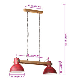 Lampe suspendue 25 W rouge délavé 85x28x109 cm E27