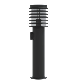 Lampadaires d'extérieur avec sortie 3 pcs noir acier inoxydable