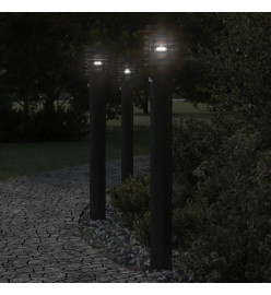 Lampadaire d'extérieur avec capteur noir 110cm acier inoxydable