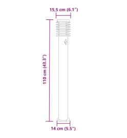 Lampadaire d'extérieur avec capteur noir 110cm acier inoxydable