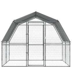 Cages pour chiens 2 pcs toit et porte argenté acier galvanisé