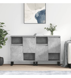 Buffets 2 pcs gris béton bois d'ingénierie