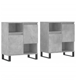 Buffets 2 pcs gris béton bois d'ingénierie