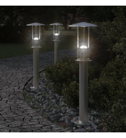 Lampadaire d'extérieur argenté 60 cm acier inoxydable