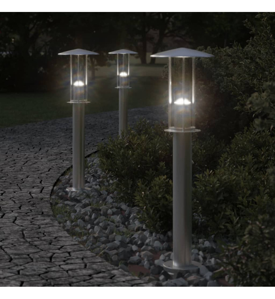 Lampadaire d'extérieur argenté 60 cm acier inoxydable