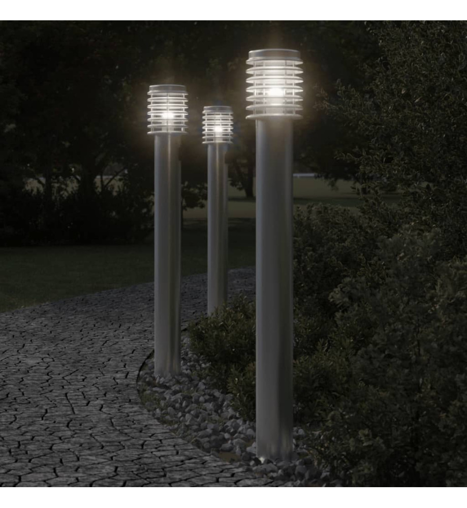 Lampadaire d'extérieur et sortie argenté 110cm acier inoxydable