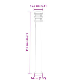 Lampadaire d'extérieur et sortie argenté 110cm acier inoxydable