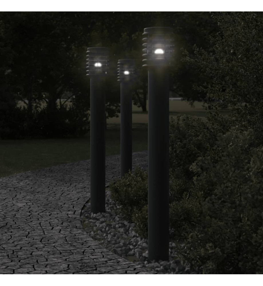 Lampadaire d'extérieur noir 110 cm acier inoxydable