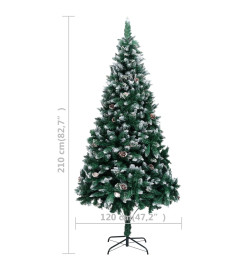 Sapin de Noël avec pommes de pin et neige blanche 210 cm