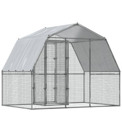 Cages à poules 2 pcs avec toit et porte argenté acier galvanisé