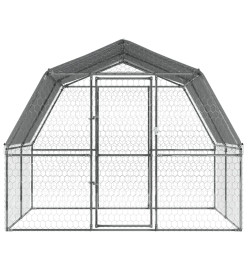 Cages à oiseaux 2pcs avec toit et porte argenté acier galvanisé