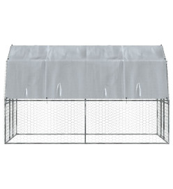 Cages à oiseaux 2pcs avec toit et porte argenté acier galvanisé