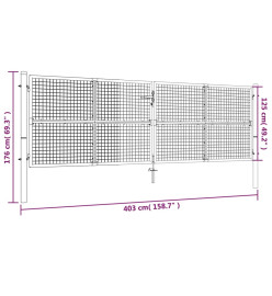 Portail en maille de jardin Acier galvanisé 400 x 175 cm Gris