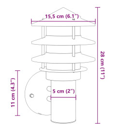 Appliques murales d'extérieur 2 pcs noir acier inoxydable