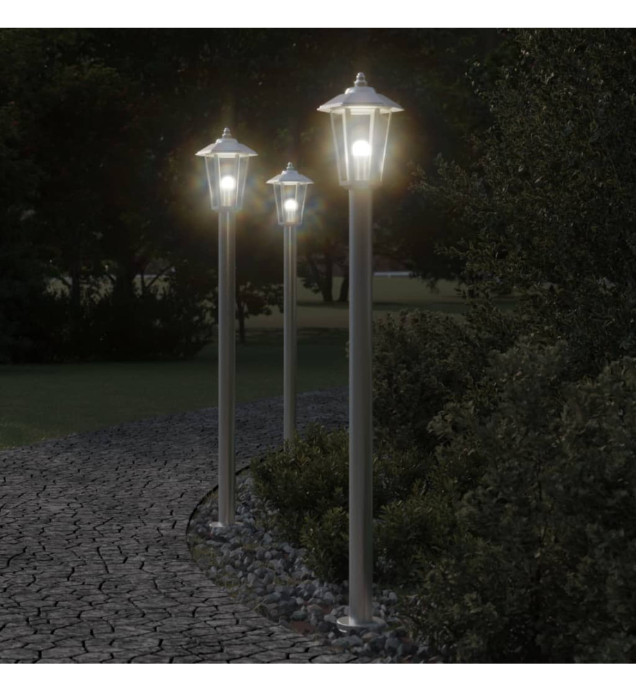 Lampadaire d'extérieur argenté 120 cm acier inoxydable