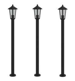 Lampadaires d'extérieur 3 pcs noir 120 cm acier inoxydable