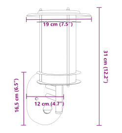 Applique murale d'extérieur avec capteur noir acier inoxydable