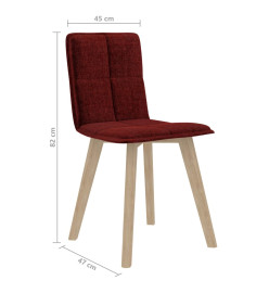 Chaises à manger lot de 4 rouge bordeaux tissu