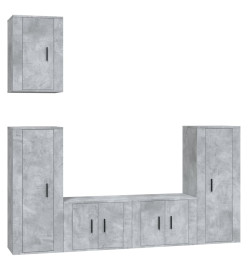 Ensemble de meubles TV 5 pcs Gris béton Bois d'ingénierie