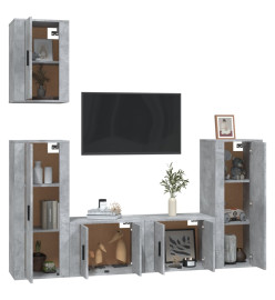 Ensemble de meubles TV 5 pcs Gris béton Bois d'ingénierie