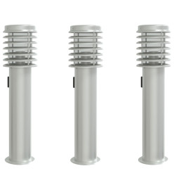 Lampadaires d'extérieur et sortie 3pcs argenté acier inoxydable