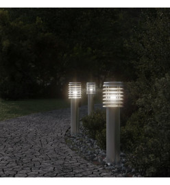 Lampadaires d'extérieur et sortie 3pcs argenté acier inoxydable