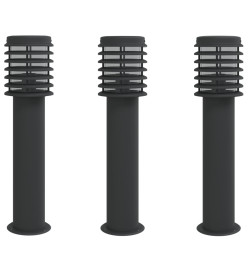 Lampadaires d'extérieur 3 pcs noir 60 cm acier inoxydable