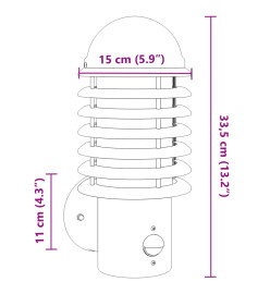 Applique murale d'extérieur et capteur argenté acier inoxydable