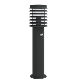 Lampadaire d'extérieur avec capteur noir 60 cm acier inoxydable