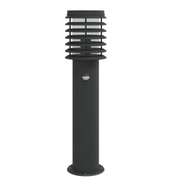 Lampadaire d'extérieur avec capteur noir 60 cm acier inoxydable