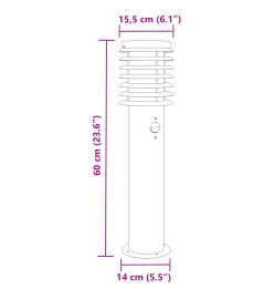 Lampadaire d'extérieur avec capteur noir 60 cm acier inoxydable