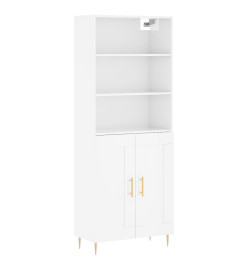 Buffet haut Blanc brillant 69,5x34x180 cm Bois d'ingénierie