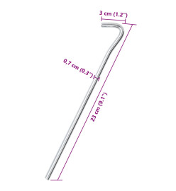 Piquets de tente 25 pcs 23 cm Ø7 mm acier galvanisé