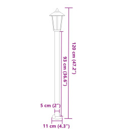 Lampadaire d'extérieur noir 120 cm acier inoxydable