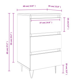 Table de chevet chêne sonoma 40x35x69 cm bois d'ingénierie