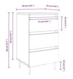 Tables de chevet 2 pcs noir 40x35x69 cm bois d’ingénierie