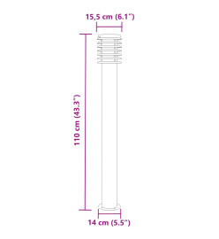 Lampadaires d'extérieur 3 pcs noir 110 cm acier inoxydable