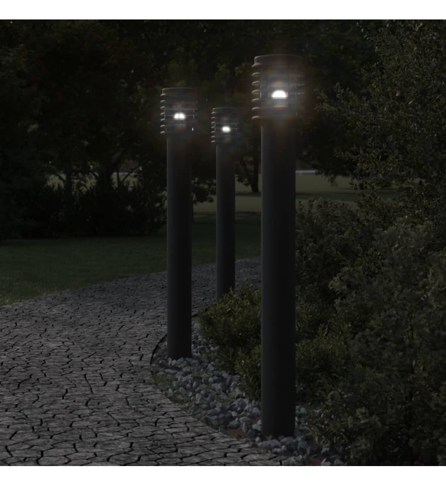 Lampadaire d'extérieur avec sortie noir 110 cm acier inoxydable