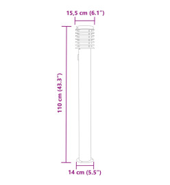 Lampadaire d'extérieur avec sortie noir 110 cm acier inoxydable