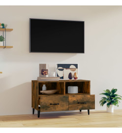 Meuble TV Chêne fumé 80x36x50 cm Bois d'ingénierie