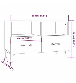 Meuble TV Chêne fumé 80x36x50 cm Bois d'ingénierie