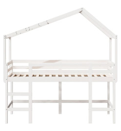 Lit superposé et échelle et toit blanc 80x200cm bois pin massif
