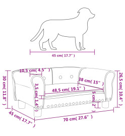 Lit pour chien noir 70x45x30 cm similicuir