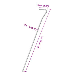 Piquets de tente 25 pcs 23 cm Ø4 mm acier galvanisé