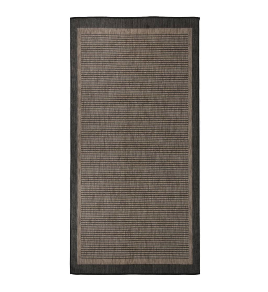 Tapis à tissage plat d'extérieur 100x200 cm Marron foncé