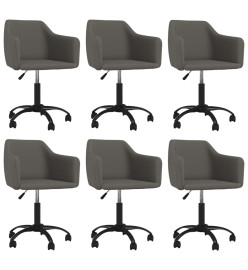 Chaises pivotantes à manger lot de 6 Gris foncé Velours