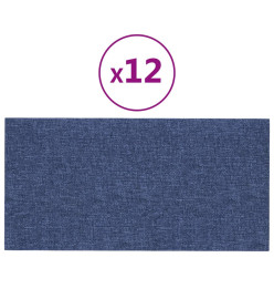 Panneaux muraux 12 pcs Bleu 60x30 cm Tissu 2,16 m²