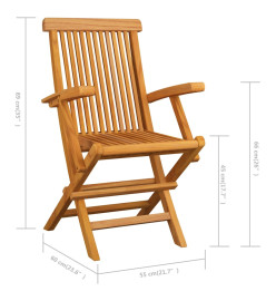 Chaises de jardin avec coussins taupe 3 pcs Bois de teck massif